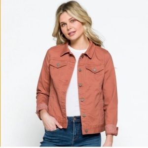 Market & Spruce Boyfriend Full Stretch Denim Jacket in Rose Taupe Size: Small